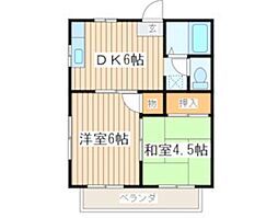 グリーンシャトレ湘南A 2DKの間取図画像
