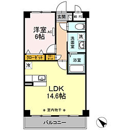 ジ・エレガンス城山 1階1LDKの間取り