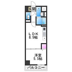 リアライズ今里南 1LDKの間取図画像