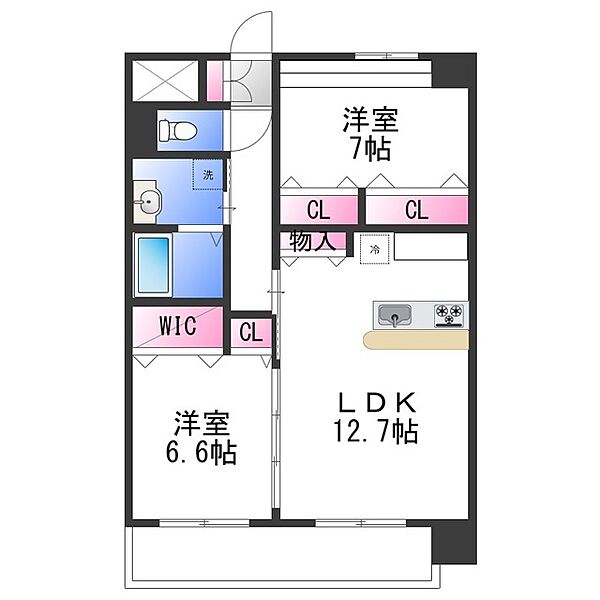 大阪府貝塚市北町(賃貸マンション2LDK・2階・63.10㎡)の写真 その2