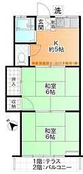 グリーンハイツ 2Kの間取図画像