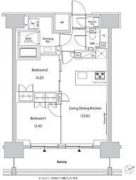 ザ・パークハビオ目白タワー 2LDKの間取図画像
