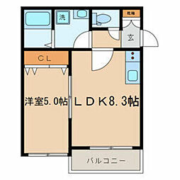 メープルコート 1LDKの間取図画像