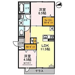 ボースウイング竹渕東 2LDKの間取図画像