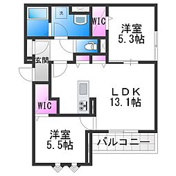 ロイジェント住之江公園 2LDKの間取図画像