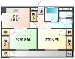 サンハイツ福生 2DKの間取図画像