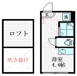 Stage 高田馬場 1階ワンルームの間取り