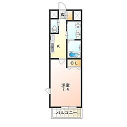 クローバーグランデ平野 1Kの間取図画像