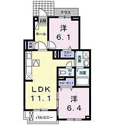 グラシオッソB 2LDKの間取図画像
