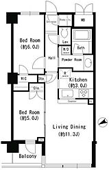 エスティメゾン四谷坂町 2LDKの間取図画像