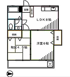 コーポみなと 2DKの間取図画像