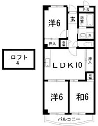 プロムナード万々 3LDKの間取図画像