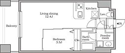 レジディア芝大門2 1LDKの間取図画像