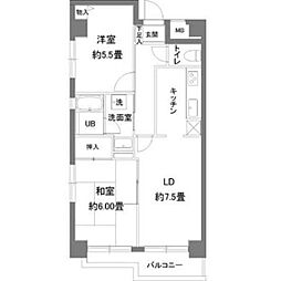 カスタリア新宿七丁目 2DKの間取図画像