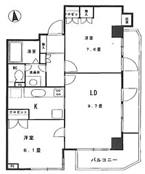 グランドメゾン麻布一の橋 2LDKの間取図画像