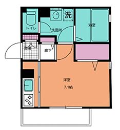 Fiore湘南 3階1Kの間取り