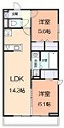 相模原市緑区相原4丁目アパート 2LDKの間取図画像