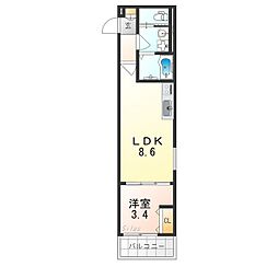 D porta cerezo 1LDKの間取図画像