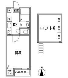 グリーンフォレスト 1Kの間取図画像