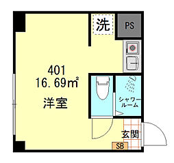オリエントマンション品川 ワンルームの間取図画像