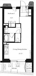 代々木参宮橋テラス 1LDKの間取図画像