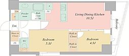 アイフラット品川戸越 2LDKの間取図画像