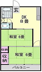 栄マンション 2DKの間取図画像