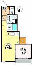 ウィンメゾン薬円台 1LDKの間取図画像