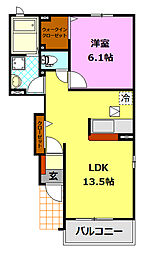 ゼファーB 1LDKの間取図画像