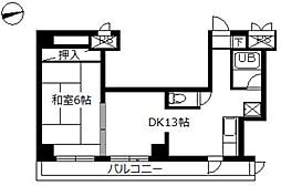 スカイコート八王子3 1DKの間取図画像