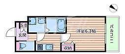 おおさか東線 城北公園通駅 徒歩6分の賃貸マンション 5階1Kの間取り