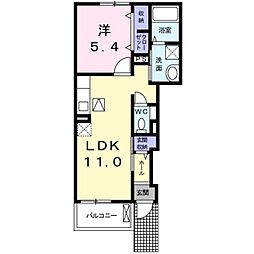 プランドル岸和田2 1LDKの間取図画像