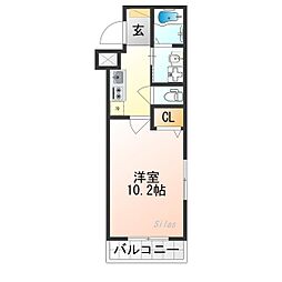 CREST TAPP京都丹波口II 2階1Kの間取り