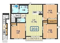グラシア・フィス旭が丘C 3LDKの間取図画像