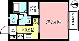 ヴェルドミール 1Kの間取図画像