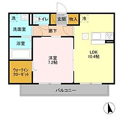 ラフォンテ 1LDKの間取図画像
