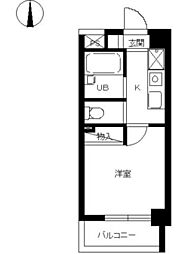 スカイコート神楽坂第2 1Kの間取図画像