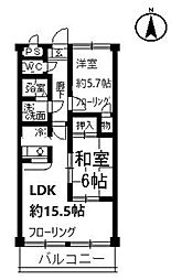 サンプレミール浦和 2LDKの間取図画像