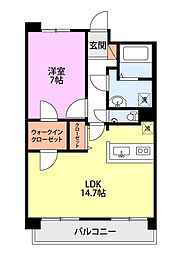 レデス幸 1LDKの間取図画像