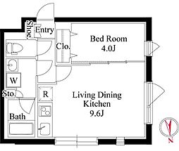 新宿区大久保2丁目マンション 1LDKの間取図画像