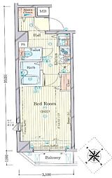 アヴァンツァーレ巣鴨 1Kの間取図画像