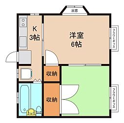 サンパティック取手 2階2DKの間取り