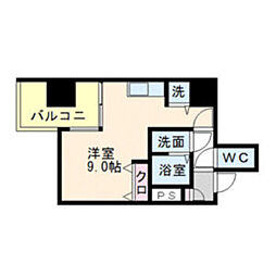 リード桜坂 1Kの間取図画像
