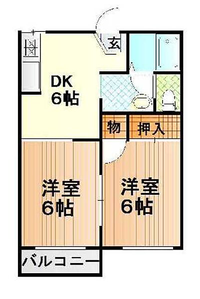 静岡県富士宮市大岩(賃貸アパート2DK・2階・35.30㎡)の写真 その2
