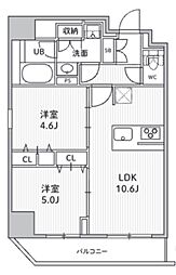 S-RESIDENCE住吉aquacht 2LDKの間取図画像