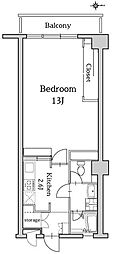 レジデンス水明 1Kの間取図画像