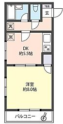エルシオン弥生 1DKの間取図画像