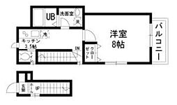 メルベーユみかど 1Kの間取図画像