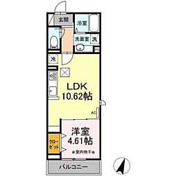 レジリエント落合 1LDKの間取図画像