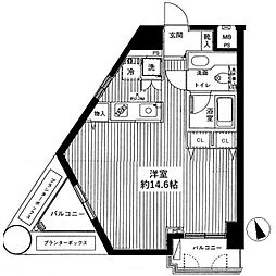 フリーディオ四谷三丁目 ワンルームの間取図画像